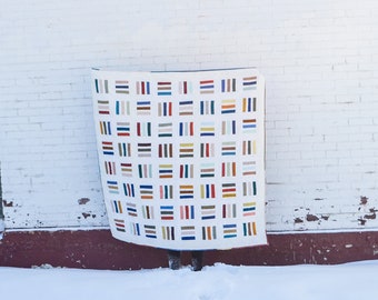 Scrappy Lines Quilt Pattern - PDF Download. A Beginner friendly, minimalist quilt pattern