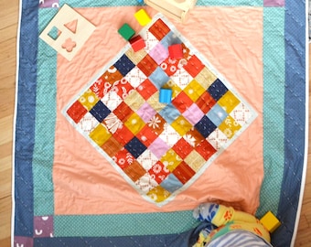 Baby Girl Bright and Pastel Colored Patchwork Quilt