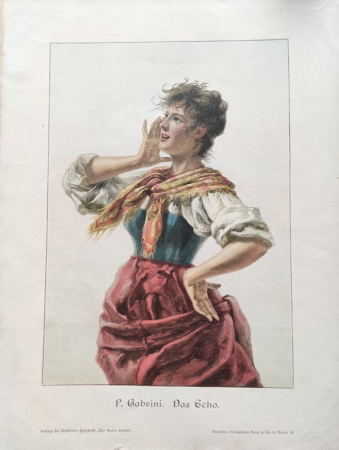 1894 Pretty German Girl the Echo by P.gabrini Antique - Etsy