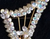 Vintage Ab Juliana Rhinstone Harp figural Brooch