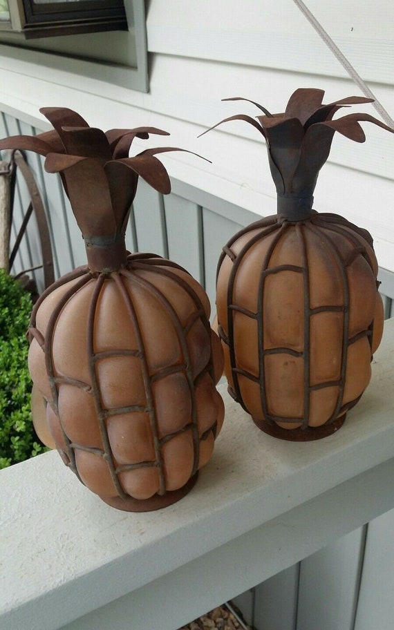 2 Vintage Pineapple Lantern Candle Holders Tommy Bahama Metal Etsy