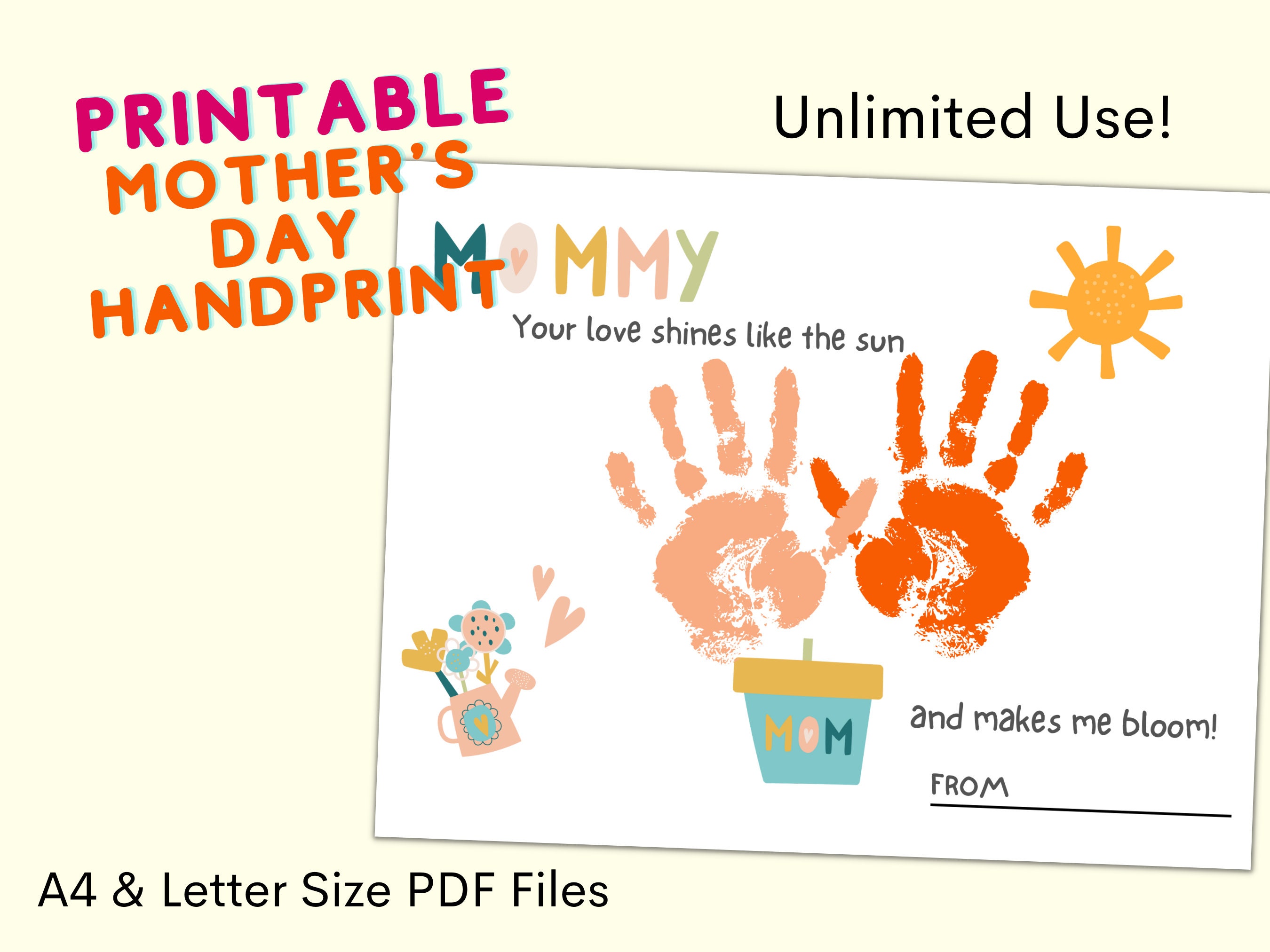 Printable Mother's Day Handprint Paper Perfect Gift From - Etsy Canada