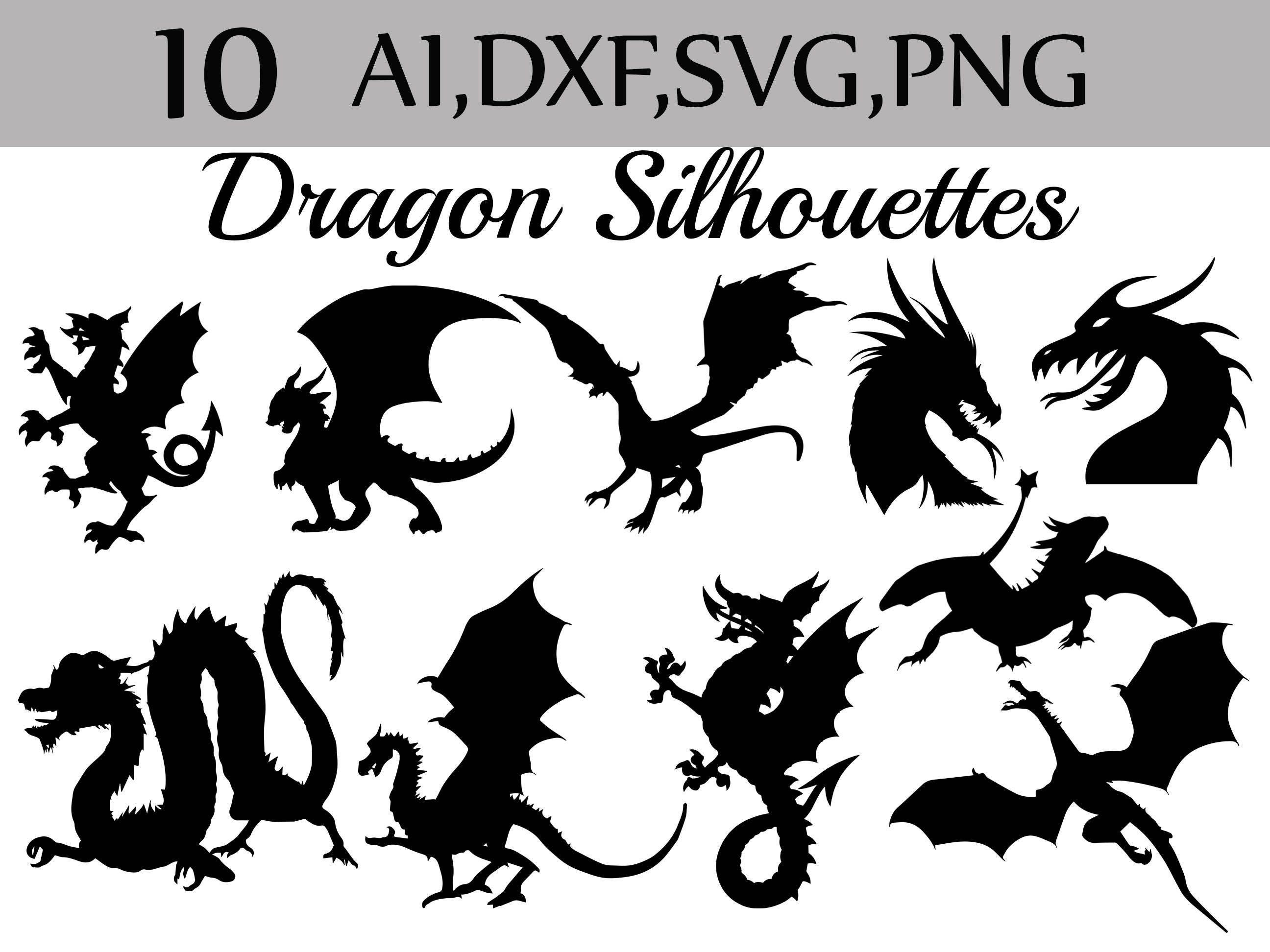 Download SVG Dragon silhouette clip art: SILHOUETTE CLIPART | Etsy