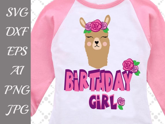 Download Free Llama Birthday Girl Svg Llama Face Svg Funny Etsy SVG Cut Files