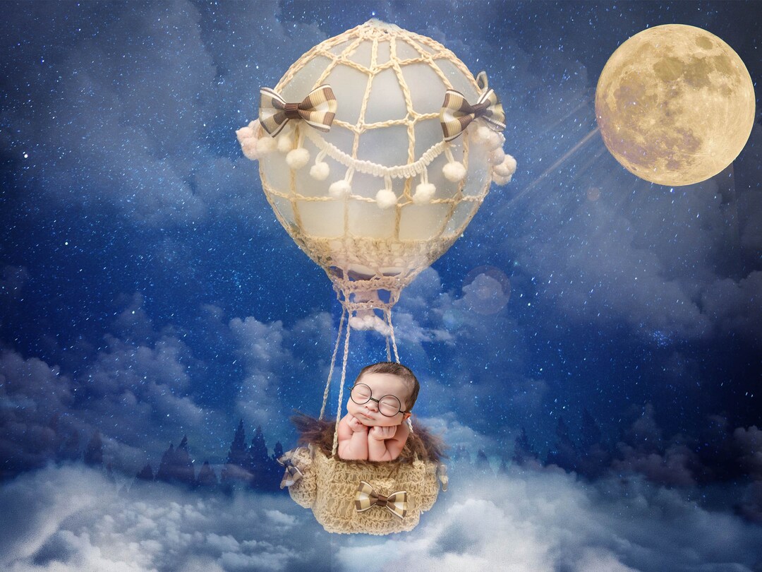 Newborn Hot Air Balloon Digital Backdrop hot AIR Etsy
