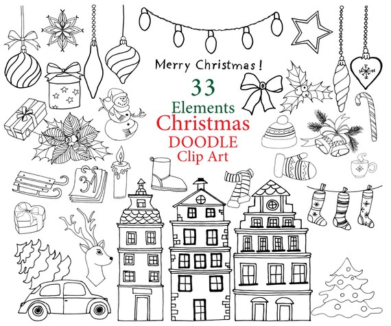 christmas doodle clipart christmas clip art etsy christmas doodle