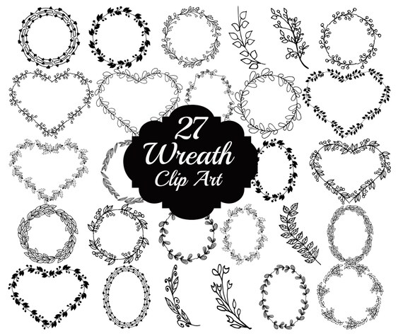 Doodle clipart Wedding frame Frame clipart Handmade card vector wedding svg silhouette print wreath picture frame
