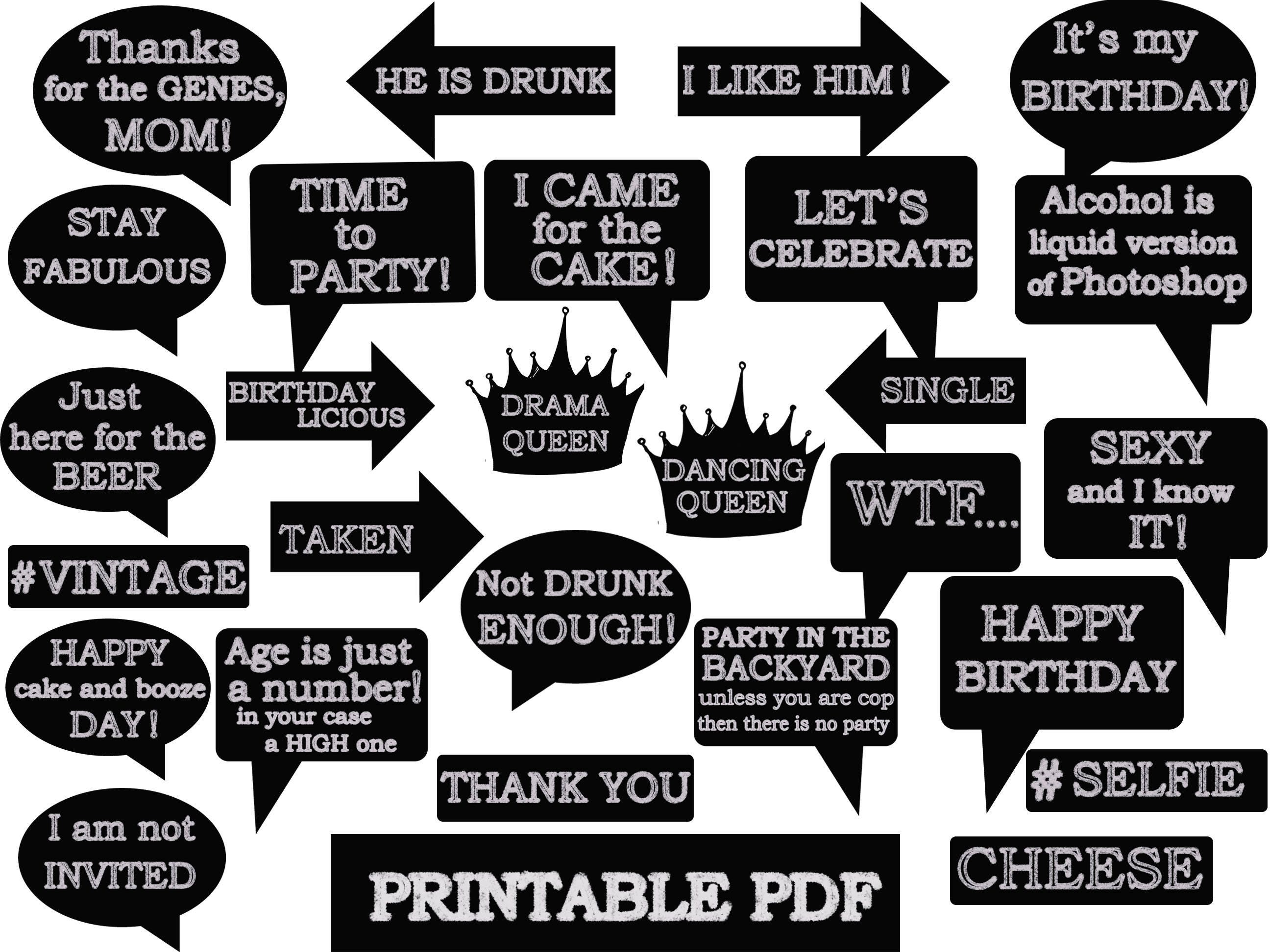 Birthday Photo Booth PropsSpeech Bubbles PropsFunny photo ...