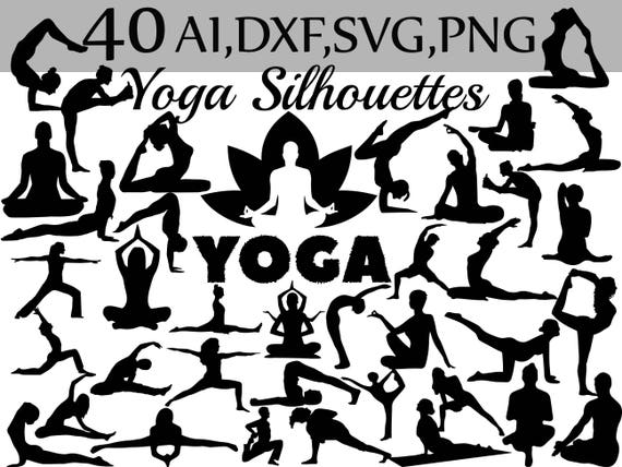 Svg Yoga Clipart Yoga Silhouettes Fitnes Etsy