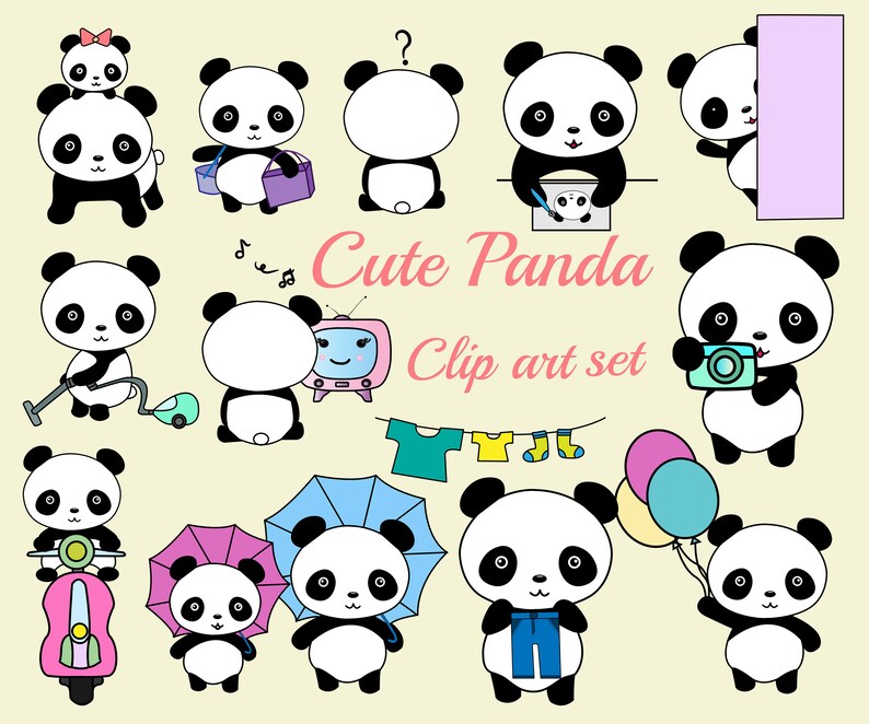 Kawaii Panda Clipart Baby Panda Clipart Panda Bears Clip Art Panda Illustration Planner Icons Kids Invitation Clipart Cute Panda Clipart Clip Art Art Collectibles