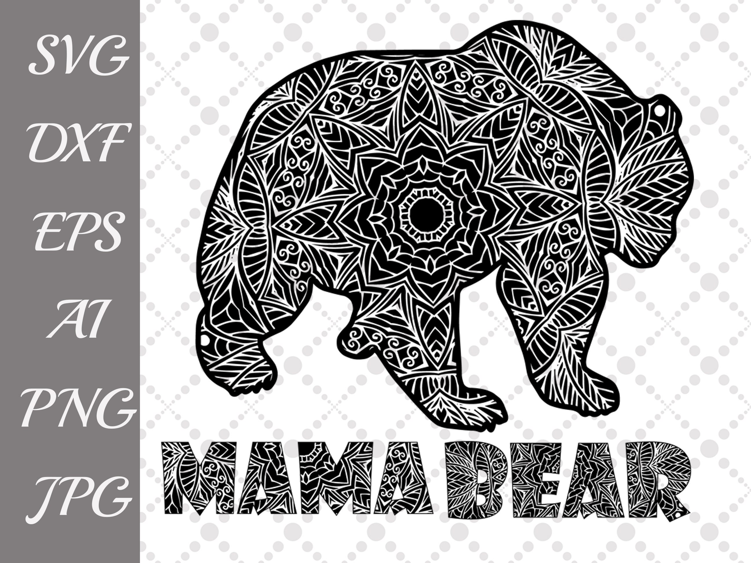 Download Bear Mandala Svg Mama Bear Svg Zentangle Bear Etsy