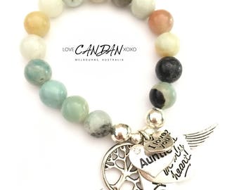 I Love You Auntie Bracelet with You arw Always in my Heart xoxo Angel Wing Charms