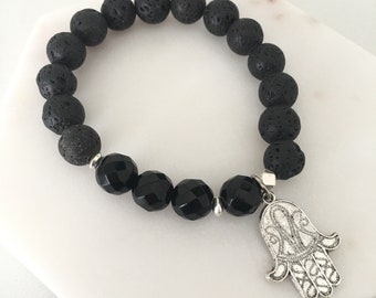 Essential Oil Diffuser Aromatherapy Bracelet With Hamsa Hand Charm