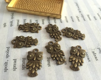 20Pieces /Lot Antique Bronze Plaqué 20mmx11mm Hibou Charms