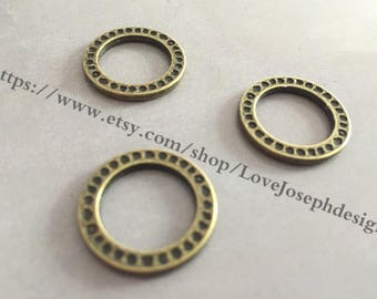 wholesale 80 Pieces /Lot Antique Bronze Plated 20mm (both side)round circle Charms