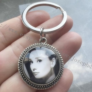 Audrey Hepburn keychain, Audrey Hepburn gifts key ring