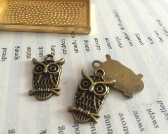 Breloques hibou plaquées Bronze Antique, 55 pièces/lot, 15mm x 19mm