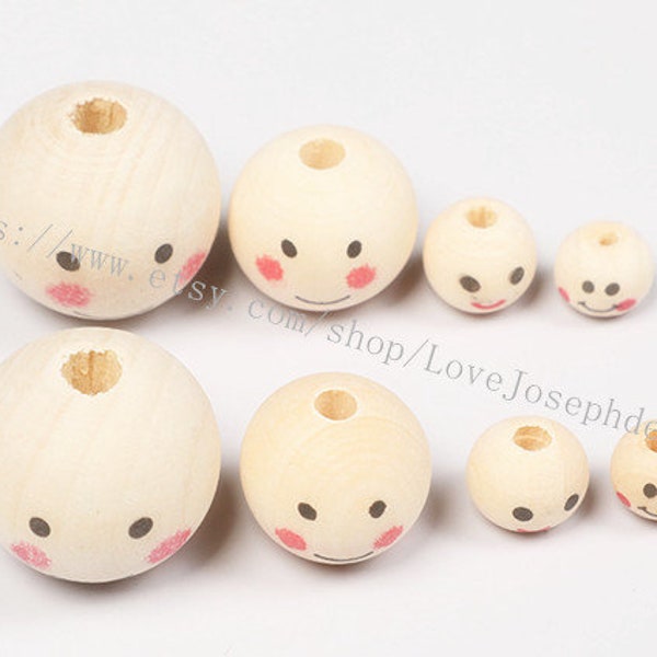 10mm 12mm 20mm 25mm Unfinished Natural Smile Wooden Beads findings