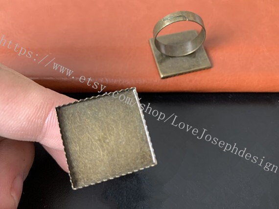 2 Anelli Portacabochon Regolabili In Bronzo Antico - Base Per Bigiotteria Fai Da Te 20mm