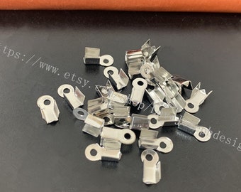 wholesale 100 Pieces /Lot  silver Plated 9mmx5mm cord end crimp clip