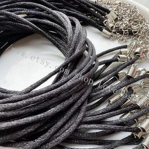 30pieces 2mm 16-18inch black satin twist necklace cords with lobster clasps