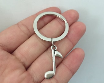 Music note keychain, Music note gifts key ring