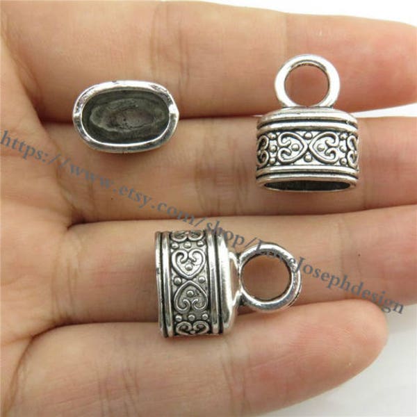 wholesale 20pieces antique silver 18mmx13mm（inner hole 11mmx6.5mm）flat tassel caps/end caps/cord caps/cord findings