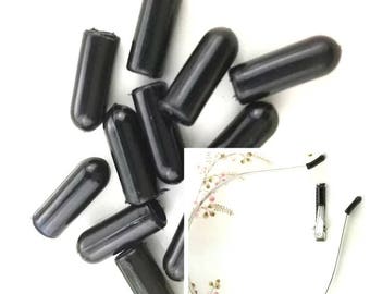 wholesale 100pieces black rubber bent end Tip for 5mm wide metal headband