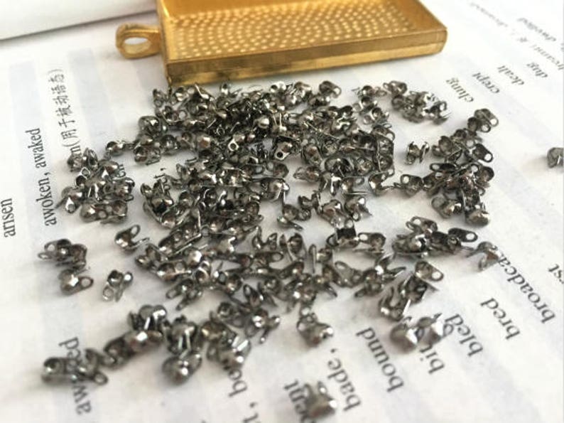wholesale 100 Pieces Lot gun black Plated 1.5mm ball chain connector end crimp beads
