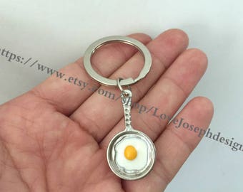 Fried Egg keychain, Egg pan keychain,Fried Egg pan gifts key ring