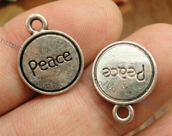 wholesale 100 Pieces /Lot Antique silver Plated 14mmx17mm peace charms(#0420)