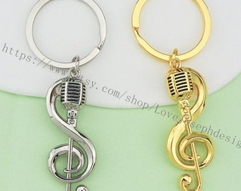 Music note keychain, Music note gifts key ring