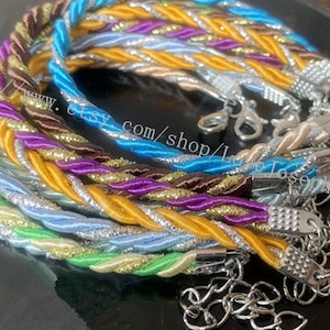 10pieces mixed colors(8 colors) 3mm satin twist bracelet cords --- length adjustable 6-8inch