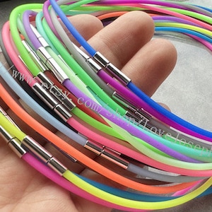 10PCS Adjustable 12-30inch 2mm Hollow Matte Rubber necklace cords with needle clasps-(20 colors can choose)
