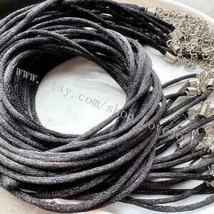 30pieces 2mm 16-18inch black satin twist necklace cords with lobster clasps