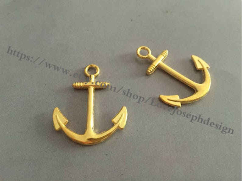 wholesale 100 Pieces /Lot Antique Gold Plated 31mmx24mm Nautical Small Anchor Charms 0318 image 1