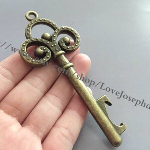 Antique Bronze Plated 40mmx100mm Large Vintage key 2 Sided pendant