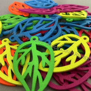 wholesale 100pieces Colorfull hollow leaf wood different colors 43mmx28mm earring leaf Wooden Charms(#0324)