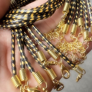 7pieces 16-18inch adjustable black 2mm korea wax cotton necklace cords