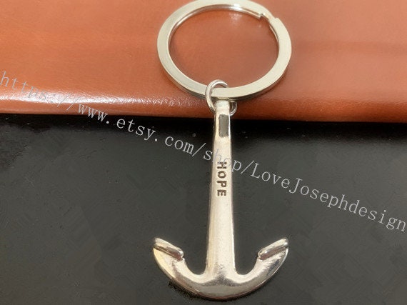 Honbay 2PCS Metal Anchor Keychains Rhinestone Nautical Key