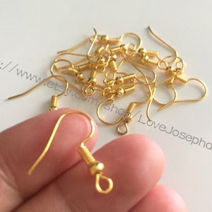 wholesale 500 Pieces /Lot Gold Plated 20mm french earring hook,ear wire with coil and ball