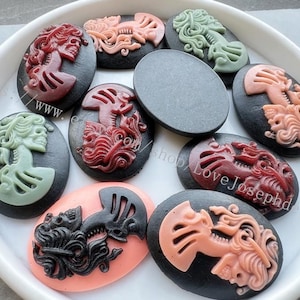 10 Pieces 30mmx40mm Oval Flatback Resin Beaty Skull Head Cabochon/Cameo(0-1)
