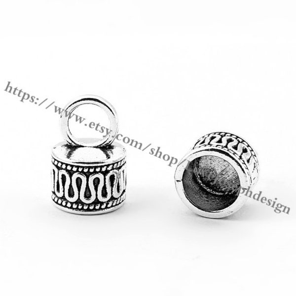 wholesale 49pieces antique silver 15mmx10mm（inner hole 7mm）flat tassel caps/end caps/cord caps/cord findings