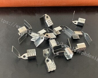all'ingrosso 100 pezzi / lotto argento placcato 9mmx5mm piegare su nastro morsetto cavo fine crimpare