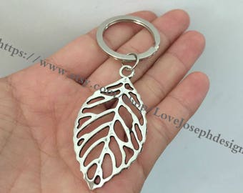 leaf keychain, filigree leaf gifts key ring