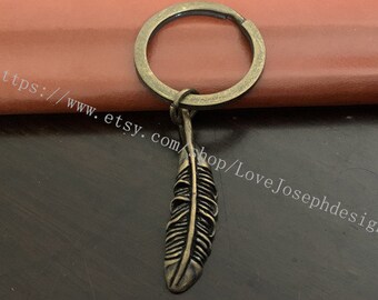 Feather keychain, Feather gift key ring