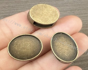 13mmx18mm slide bezel--wholesale 100 Pieces /Lot Antique Bronze Plated slide bracelet blanks cabochon bezel trays charms