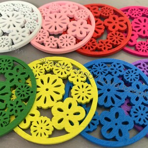 wholesale 50pieces Colorfull hollow wood different colors 49mmx49mm Earring round circle Wooden Charms