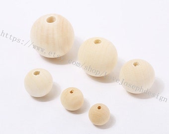 4mm 6mm 8mm 10mm 12mm 14mm 15mm 16mm 18mm 20mm 25mm 30mm 35mm 40mm 50mm Unfinished Natural Wooden Beads findings