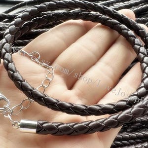 Cordones de cuero trenzado genuino color café, ajustables, de 16 a 18 pulgadas y 5,0 mm, con gotas de agua